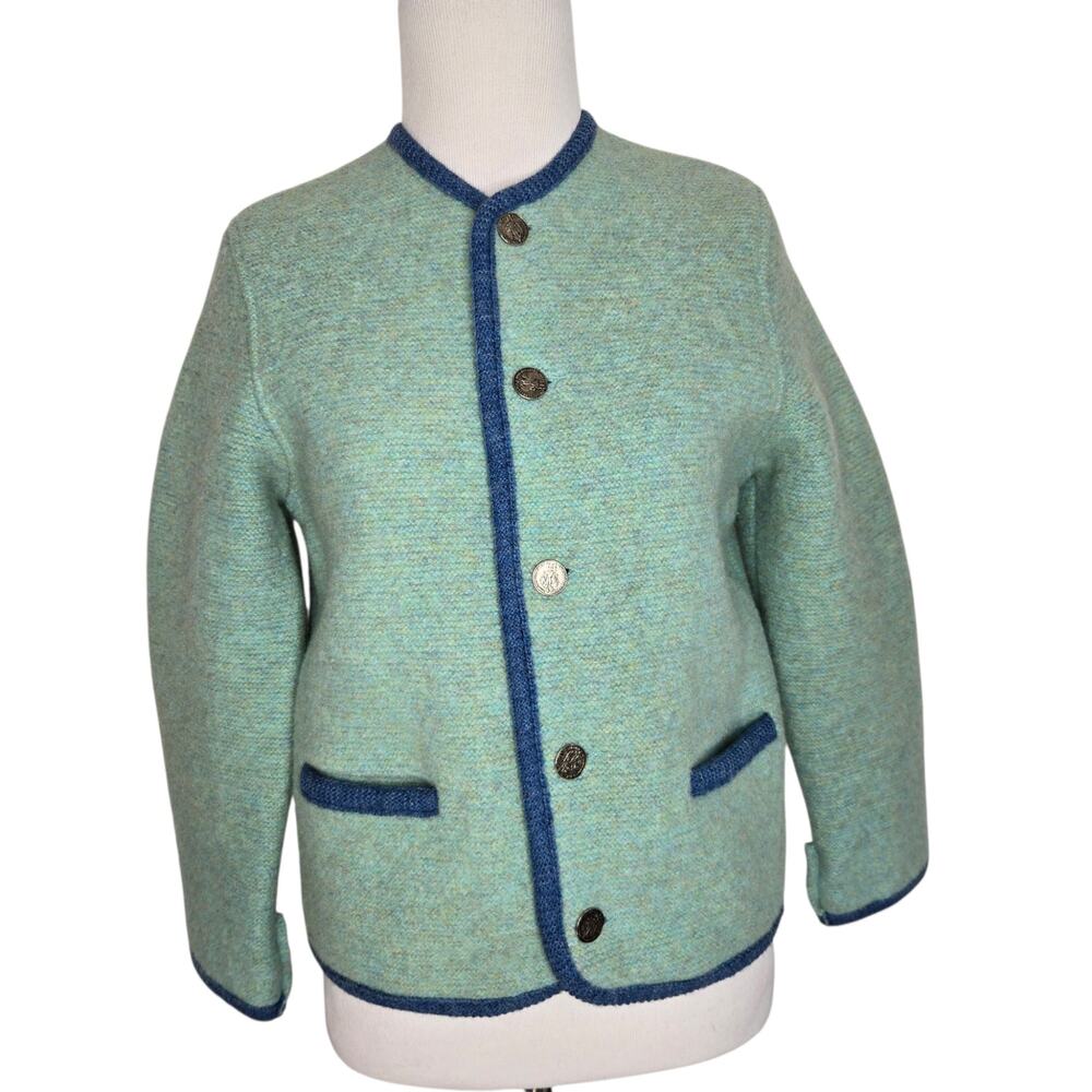 Vintage Austrian Style Boiled Wool Lady Jacket Old Money Classic Women Small